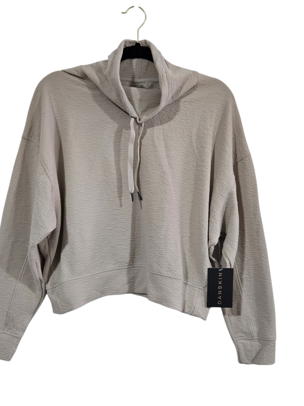 Danskin Women's Mushroom Neutral Funnel Neck Pullover Top S Petite New